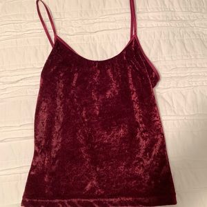 maroon crushed velvet tank top